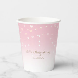 Pink Heart Confetti Baby Shower Paper Cups