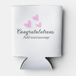 Pink heart congratulations graduation watercolor a can cooler