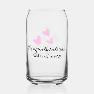 Pink heart congratulations graduation watercolor a can glass