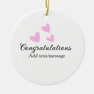 Pink heart congratulations graduation watercolor a ceramic tree decoration