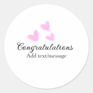 Pink heart congratulations graduation watercolor a classic round sticker
