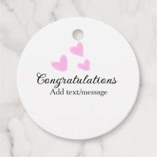 Pink heart congratulations graduation watercolor a favour tags