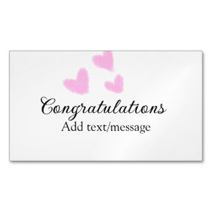Pink heart congratulations graduation watercolor a magnetic business card