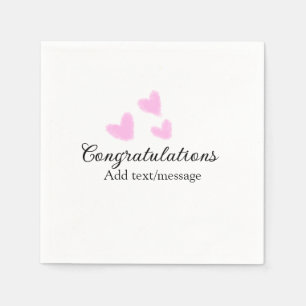 Pink heart congratulations graduation watercolor a napkin