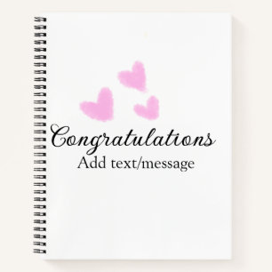 Pink heart congratulations graduation watercolor a notebook