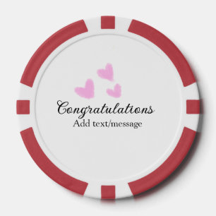 Pink heart congratulations graduation watercolor a poker chips