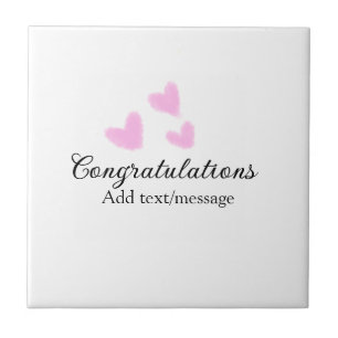 Pink heart congratulations graduation watercolor a tile