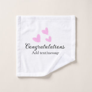 Pink heart congratulations graduation watercolor a wash cloth
