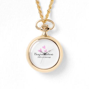 Pink heart congratulations graduation watercolor a watch