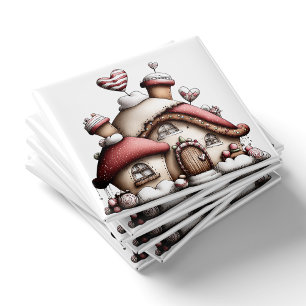 Pink Heart Cottage Christmas Magnet