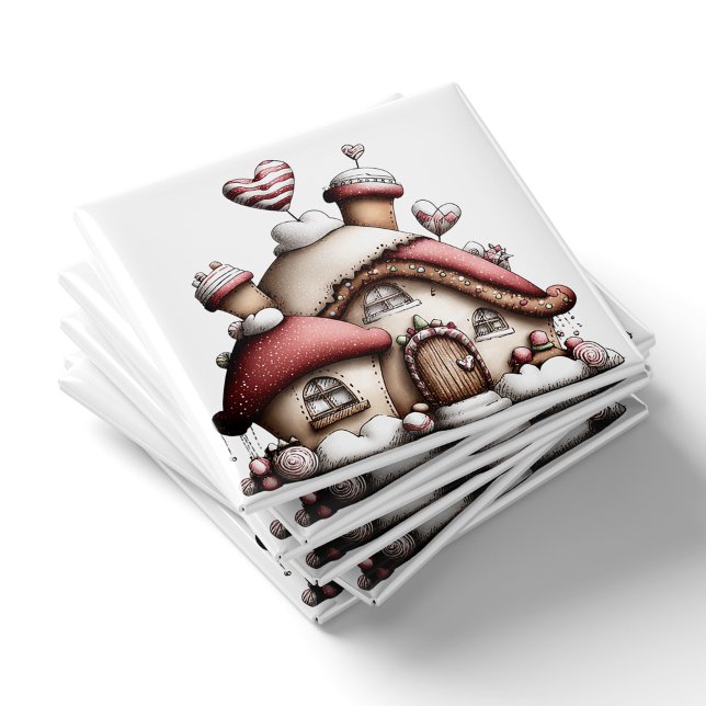Pink Heart Cottage Christmas Magnet (Pink Heart Cottage Christmas Magnet by PiggyPrint Stickers. )