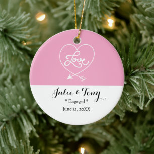 Pink Heart Couple Ornament – Engagement Gift