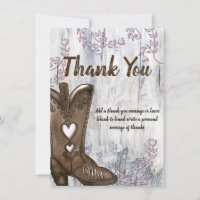 Pink Heart Cowgirl Boots Bridal Shower Thank You