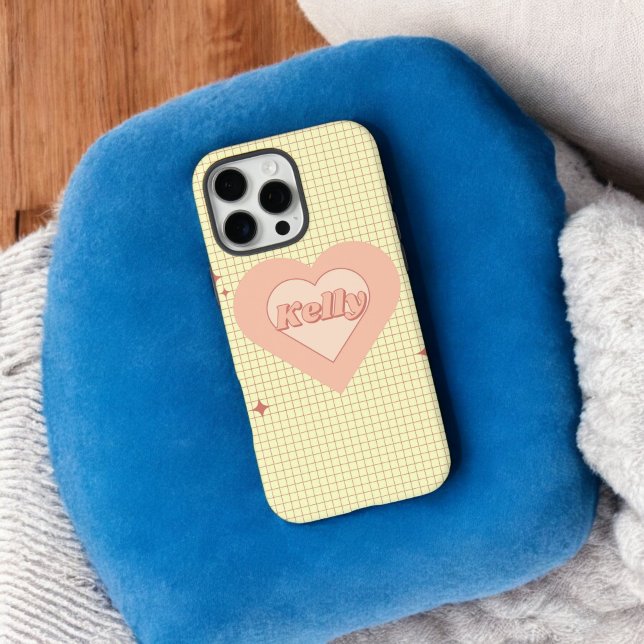 Pink Heart Cream Chequered Valentine's Day Gift Case-Mate iPhone Case (Pink Heart Cream Checkered Valentine's Day Gift Case-Mate iPhone Case)