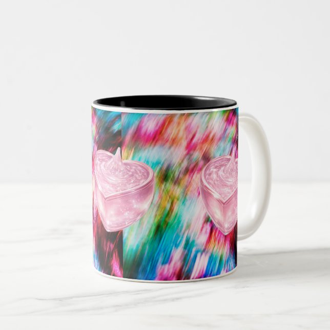 Pink Heart Crystal Abstract Art Mug (Front Right)