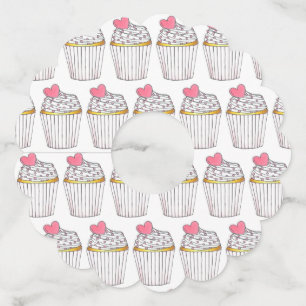 Pink Heart Cupcake Bridal Baby Shower Celebration Wine Glass Tag