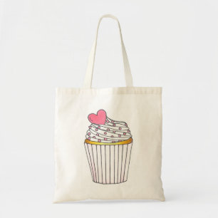 Pink Heart Cupcake w/ Sprinkles Tote Bag