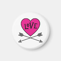 Pink Heart Cupid's Bows LOVE Magnet