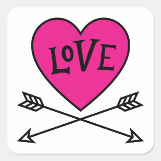 Pink Heart Cupid's Bows LOVE Square Sticker