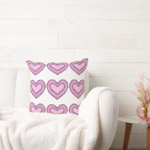 Pink Heart Cushion, Chair Cushion, Sofa