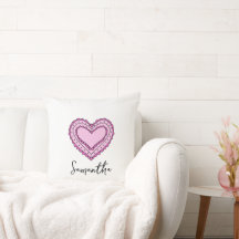 Pink Heart Cushion, Custom Name Cushion, Sofa