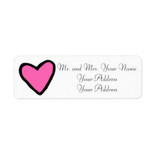 Pink Heart Custom Address Labels