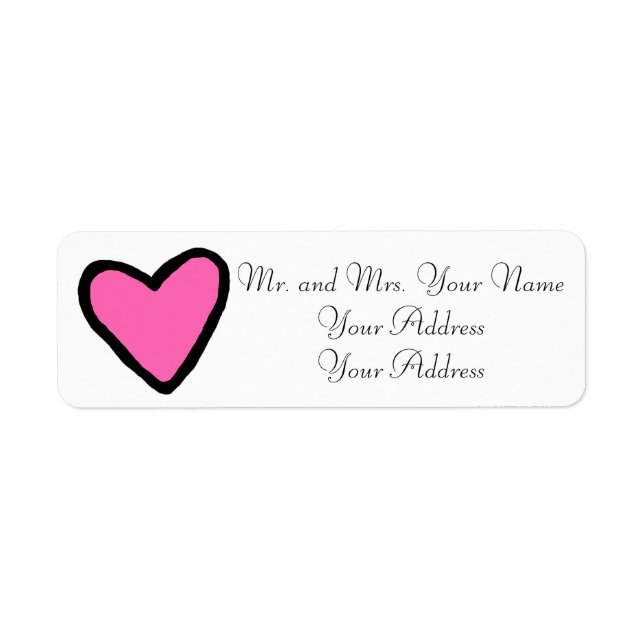 Pink Heart Custom Address Labels (Front)