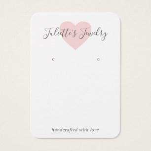 Pink Heart Cute Custom Earring Holder Card