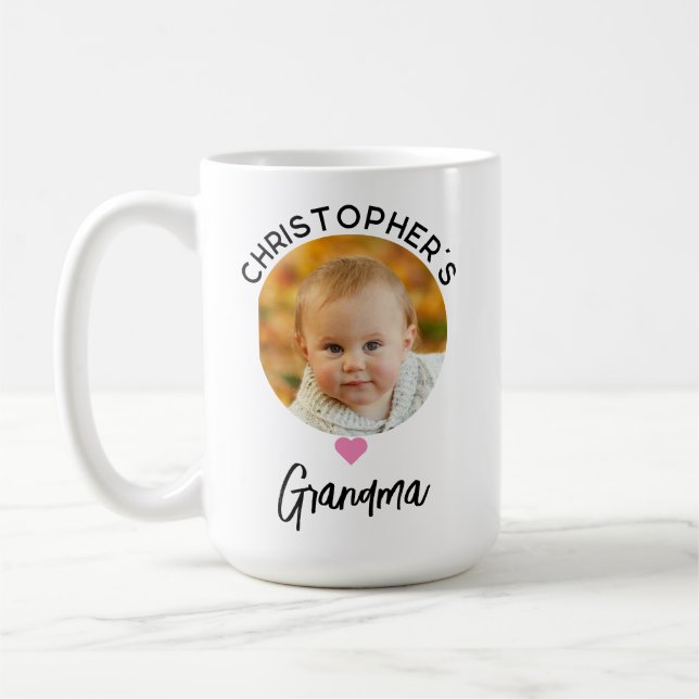 Pink Heart Cute Grandma Coffee Mug (Left)