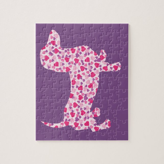 Pink Heart Dachshund Jigsaw Puzzle (Vertical)