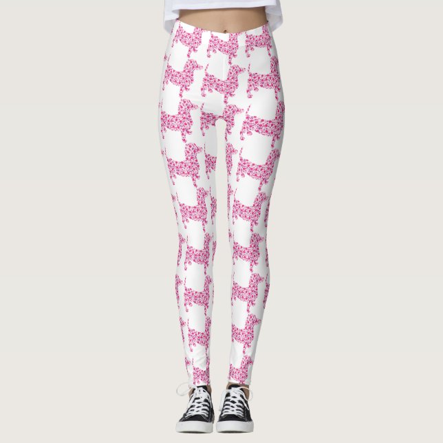 Pink Heart Dachshund Leggings (Front)