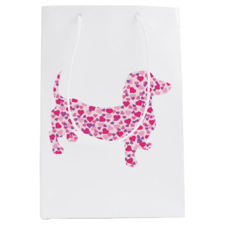 Pink Heart Dachshund Medium Gift Bag
