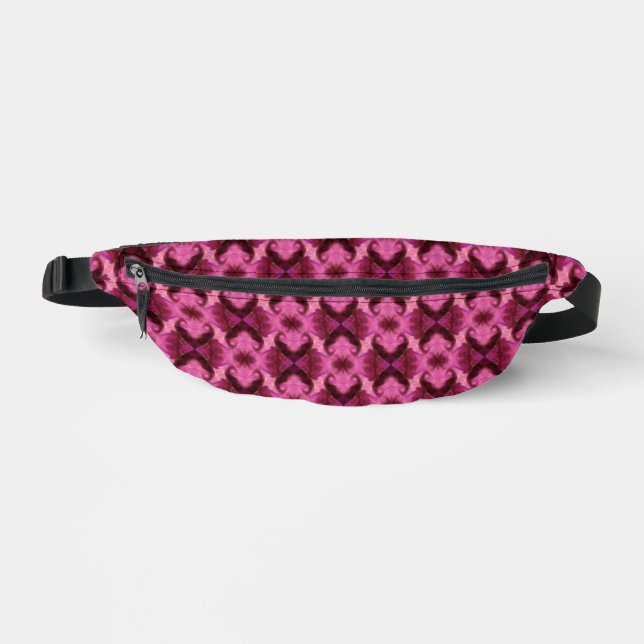 Pink Heart Damask Bum Bags (Front)