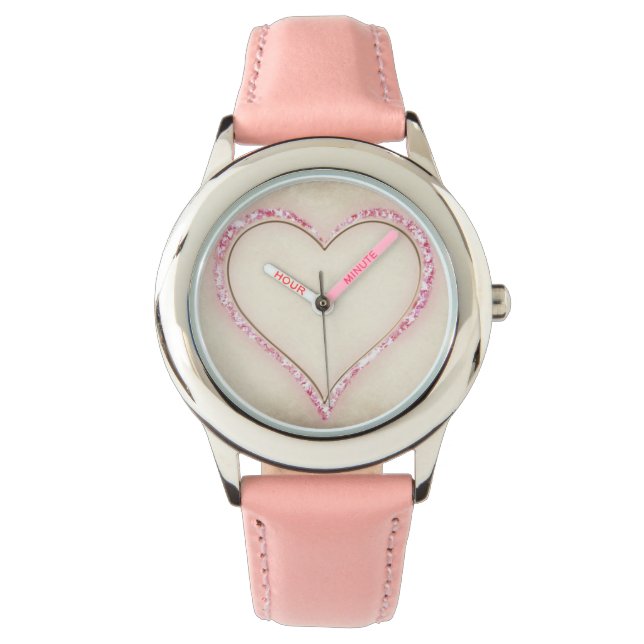 Pink heart decoration watch (Front)