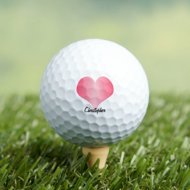 Pink Heart Design Personalised Golf Balls (Insitu Tee)