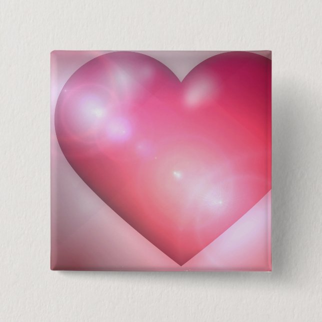 Pink Heart Design Square Pin (Front)