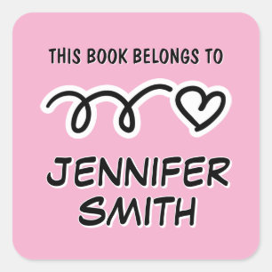 Pink heart doodle This book belongs to labels
