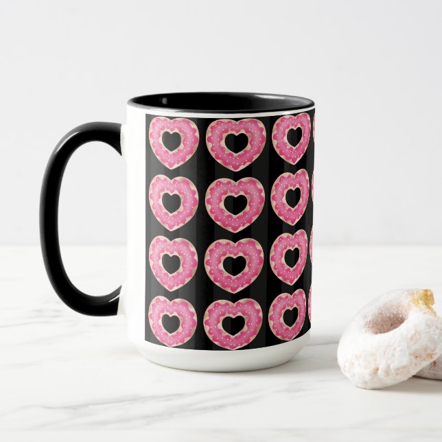 Pink Heart Doughnut Coffee Mug (With Donut)