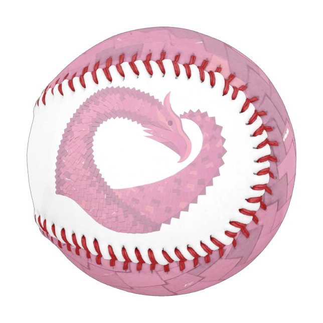 Pink heart dragon on white baseball (Front Right)