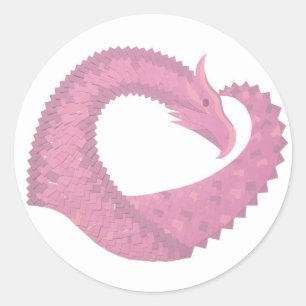 Pink heart dragon on white classic round sticker