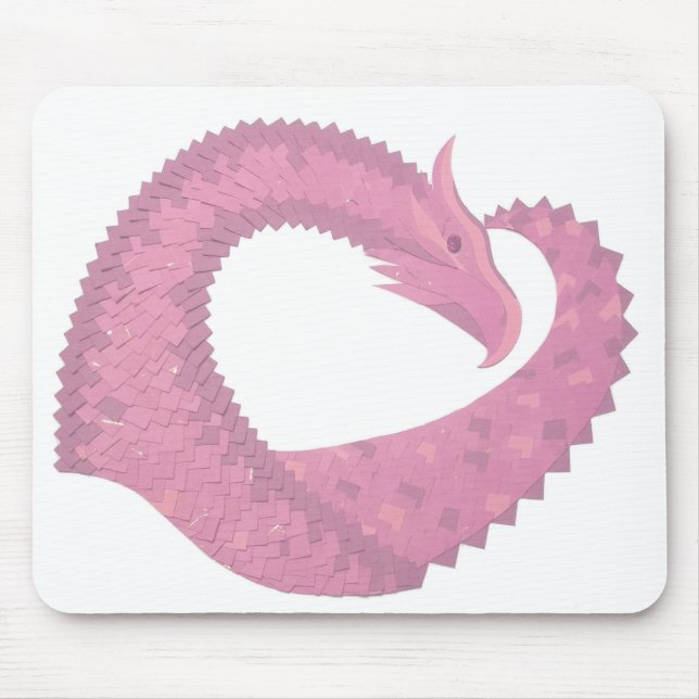 Pink heart dragon on white mouse pad (Front)