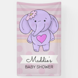 Pink Heart Elephant   Add Name & Event Banner