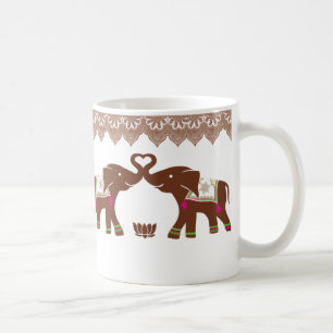 Pink Heart Elephants Mug
