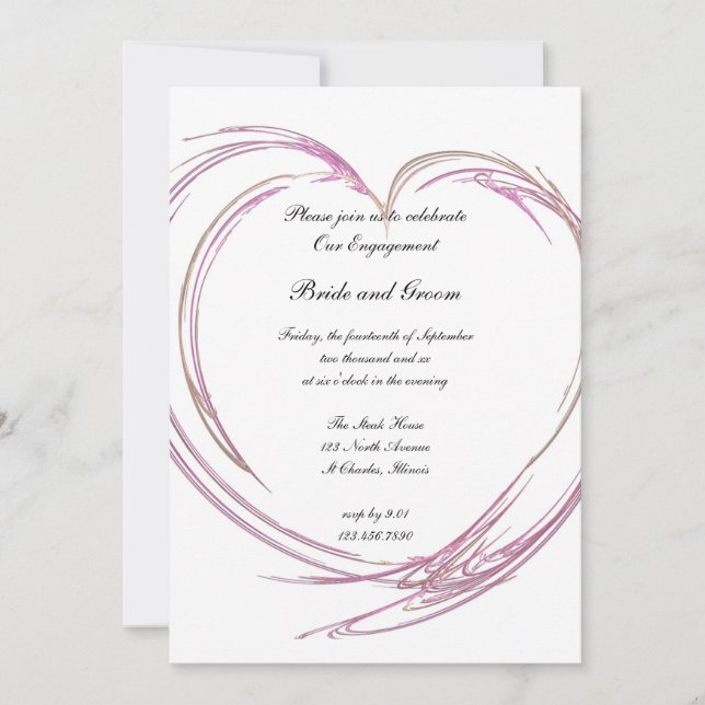 Pink Heart Engagement Party Invitation (Front)