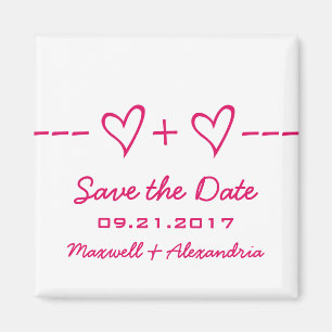 Pink Heart Equation Save the Date Magnet