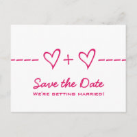 Pink Heart Equation Save the Date Postcard