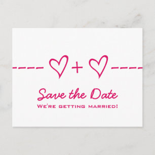 Pink Heart Equation Save the Date Postcard