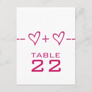 Pink Heart Equation Table Number Postcard