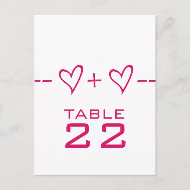Pink Heart Equation Table Number Postcard (Front)