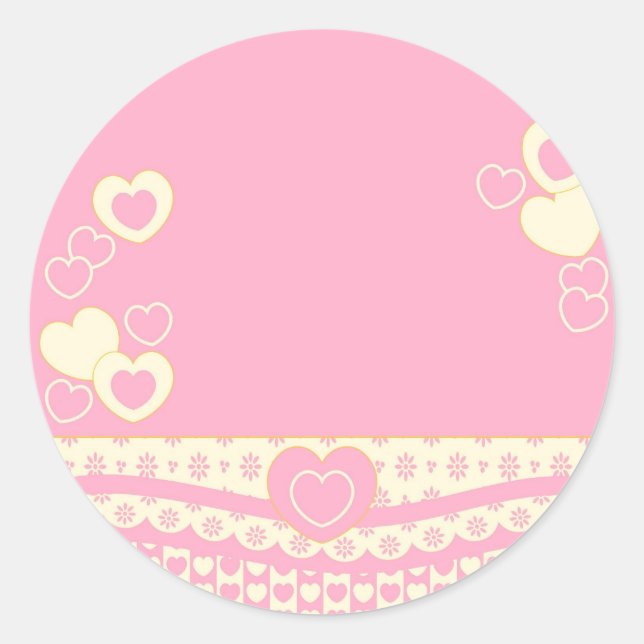 Pink Heart Eyelet  Background Round Sticker (Front)